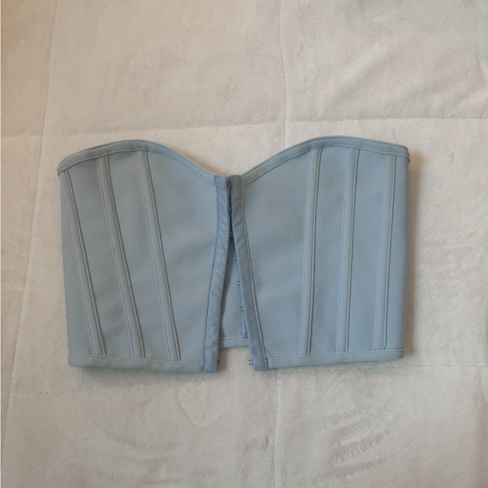 Blue cropped corset top